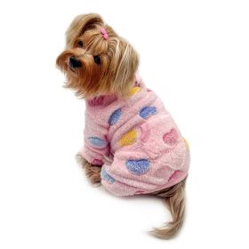 Ultra Plush Colorful Hearts Turtleneck Pajamas - Pink - L