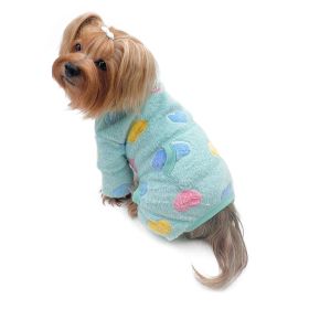 Ultra Plush Colorful Hearts Turtleneck Pajamas - Blue - XL
