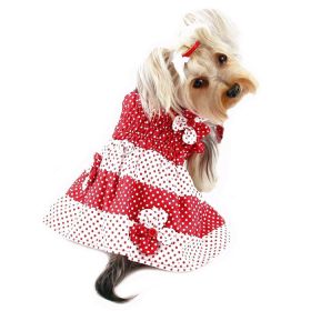 Red & White Polka Dots Sundress with Contrasting Flowers - S