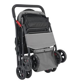 Pet Stroller, 44 lbs Weight Capacity, Foldable Dog Stroller Cart, 4 Wheels Cats Stroller with Mesh Windows & Revrsible Handle
