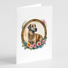 Irish Wolfhound and Flowers Greeting Cards Pack of 8 Blank Cards with Envelopes Whimsical A7 Size 5x7 Blank Note Cards
