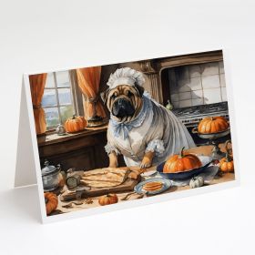 Shar Pei Fall Kitchen Pumpkins Greeting Cards Pack of 8 Blank Cards with Envelopes Whimsical A7 Size 5x7 Blank Note Cards
