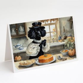 Poodle Fall Kitchen Pumpkins Greeting Cards Pack of 8 Blank Cards with Envelopes Whimsical A7 Size 5x7 Blank Note Cards