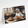 English Bulldog Fall Kitchen Pumpkins Greeting Cards Pack of 8 Blank Cards with Envelopes Whimsical A7 Size 5x7 Blank Note Cards