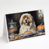 Tibetan Mastiff Fall Kitchen Pumpkins Greeting Cards Pack of 8 Blank Cards with Envelopes Whimsical A7 Size 5x7 Blank Note Cards
