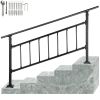 Outdoor Stair Railing, Fits for 1-5 Steps Transitional Wrought Iron Handrail, Adjustable Exterior Stair Railing with Fence
