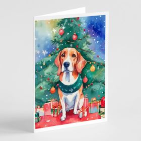 English Foxhound Christmas Greeting Cards Pack of 8 Blank Cards with Envelopes Whimsical A7 Size 5x7 Blank Note Cards