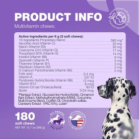 Dog Vitamins 15 in 1 Dog Multivitamin Chews with MSM for Hip & Joint Health Dog Supplement for Itchy Skin Relief Multivitamin for Dogs Immune Support
