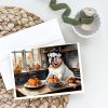 English Bulldog Fall Kitchen Pumpkins Greeting Cards Pack of 8 Blank Cards with Envelopes Whimsical A7 Size 5x7 Blank Note Cards
