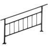 Outdoor Stair Railing, Fits for 1-5 Steps Transitional Wrought Iron Handrail, Adjustable Exterior Stair Railing with Fence