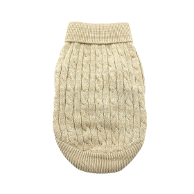 Combed Cotton Cable Knit Dog Sweater - Oatmeal (size: large)
