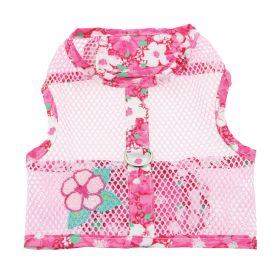 Cool Mesh Dog Harness with Leash - Hawaiian Hibiscus Pink (size: large)