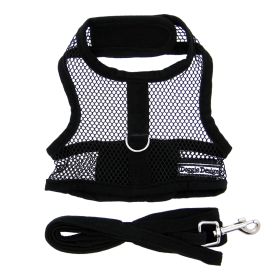 Cool Mesh Dog Harness with Leash - Solid Black (size: large)