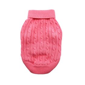 Combed Cotton Cable Knit Dog Sweater - Candy Pink (size: large)