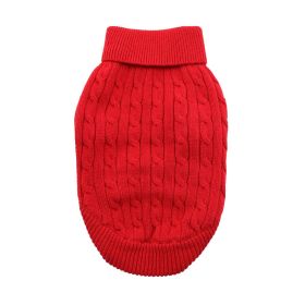 Combed Cotton Cable Knit Dog Sweater - Fiery Red (size: XX-Small)