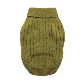 Combed Cotton Cable Knit Dog Sweater - Herb Green (size: large)