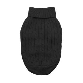 Combed Cotton Cable Knit Dog Sweater - Jet Black (size: 2X-Large)