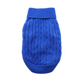 Combed Cotton Cable Knit Dog Sweater - Riverside Blue (size: 3X-Large)