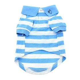 Striped Dog Polo - Blue Niagara and White (size: X-Small)