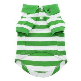 Striped Dog Polo - Greenery and White (size: X-Small)